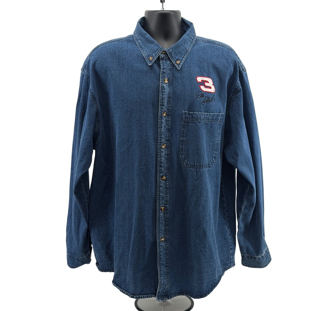 Chase Authentics NASCAR Shirt Mens 2XL Dale Earnhardt  Denim Button Down